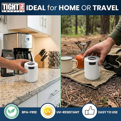 Tightvac - Premium Airtight Herb Storage Container - Holds ½ oz to 3 ounces - Keep Your Herbs and Dry Goods Fresh and Flavorful. White