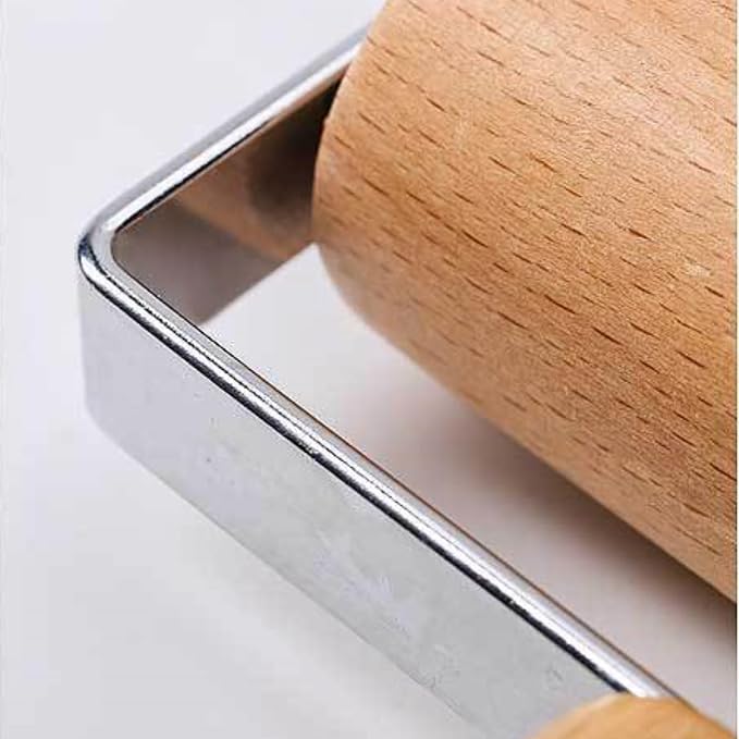 Stainless Steel & Beechwood Rolling Pin with Adjustable Thickness - Ergonomic Dumpling/Pasta Maker、Pizza, Kitchen Tool for Home Chefs, Dishwasher Safe & Rustproof Design (T)