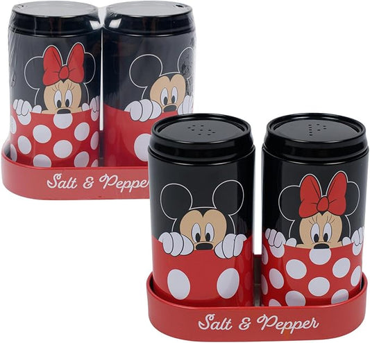 Disney Kitchen Accessories Bundle - Mickey and Minnie Salt and Pepper Shakers Plus Stickers