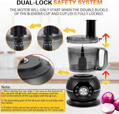 12 Cup Smart Food Processor | Electric Food Chopper Slicer, French-Fry Slicing Shredding Chopping Kneading Cutter, For Meat, Vegetable, Fries, Cheese