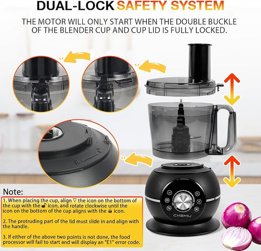 12 Cup Smart Food Processor | Electric Food Chopper Slicer, French-Fry Slicing Shredding Chopping Kneading Cutter, For Meat, Vegetable, Fries, Cheese