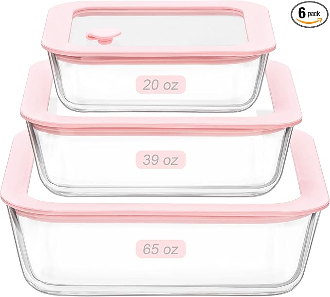 Urban Green Glass Food Container Set with Silicone Glass Lid, 3 Pack, Square Shape, Airtight, LeakProof, 100% Plastic Free, Meal Prep Food Storage Containers