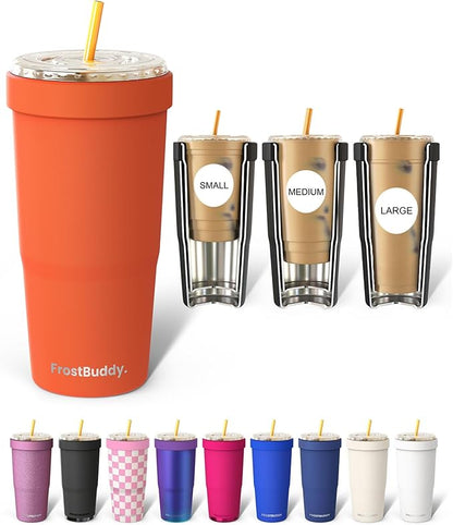 Frost Buddy Togo Buddy | 30 oz Stainless Steel Vacuum Insulated Tumbler | To Go Coffee Cup – Iced Coffee Cups, Iced Coffee Sleeve, Travel Mug, Thermal Cup for Hot & Cold Drinks, Dunkin Cup (Orange)