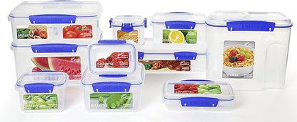 Sistema KLIP IT Rectangular Collection Split Food Storage Container, Small, 11.8 oz./0.3 L, Clear/Blue