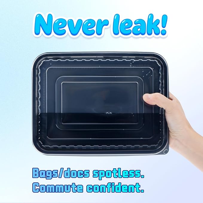 YANGRUI 40 Pack 48oz Meal Prep Containers - Shrink-Wrapped No Pre-Wash | Single Deep Compartment Leakproof | Shatterproof Flexible Pure PP | Microwave Safe To-Go Box for Chicken, Ribs & Leftovers