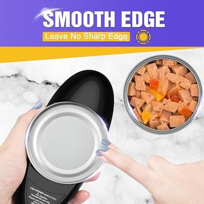 One Touch Battery Operated Electric Can Opener Fits Almost Size Can With Smooth Edge, Hands Free Electric Can Openers for Kitchen, Kitchen Gadgets Automatic Can Openers for Seniors, Arthritis Black