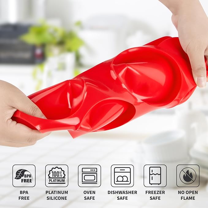 Puyeipt 4 Inch Silicone Egg Molds for Breakfast Sandwiches, 2 Pack Jumbo Muffin Top Pans Non-Stick Round Silicone Molds for Baking Egg Bites, Hamburger Buns, Patties, English Muffins