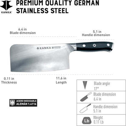 KANKA 7 inch Meat Cleaver Knife – Professional Knife for BBQ & Kitchen, Ergonomic Handle Stainless Steel Butcher for Meat, Fish & Bone Cutting - Heavy Duty Chef Chopper Razor Sharp & Rust-Resistant