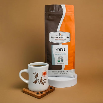 Fresh Roasted Coffee, Organic Mexican Whole Bean Coffee, Medium Roast, USDA Organic, 3rd Party Tested for Mold, Mycotoxin & Pesticides, Kosher, 2 lb (32 oz)