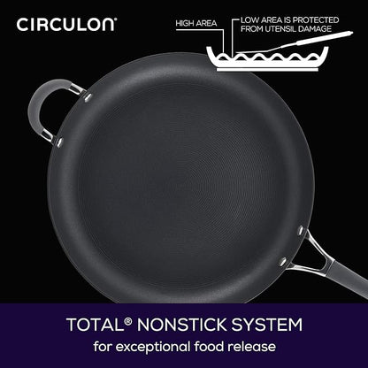 Circulon - 83906 Circulon Radiance Hard Anodized Nonstick Frying Pan / Fry Pan / Hard Anodized Skillet with Helper Handle - 14 Inch Large Skillet, Gray
