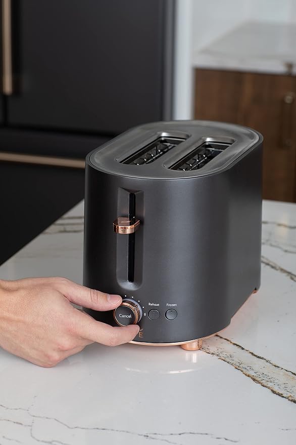 Café Express Finish 2-Slice Toaster | Extra-Wide Slots, Extra Lift for Waffles, Pastries, Texas Toast & More | 4 Pre-Set Functions, 8 Shade Options | Countertop Kitchen Essentials | Matte Black
