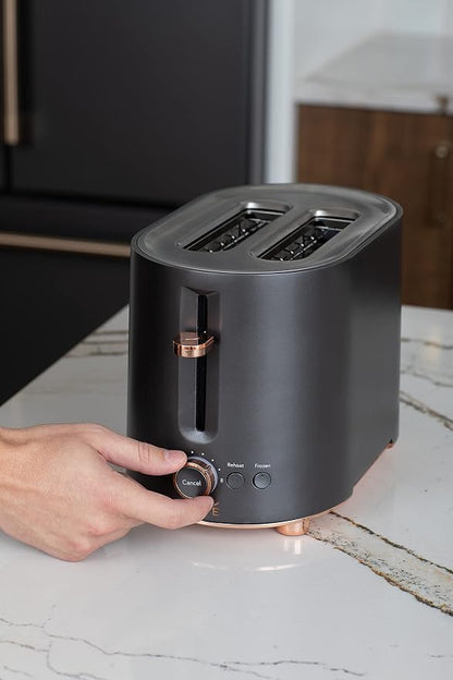 Café Express Finish 2-Slice Toaster | Extra-Wide Slots, Extra Lift for Waffles, Pastries, Texas Toast & More | 4 Pre-Set Functions, 8 Shade Options | Countertop Kitchen Essentials | Matte Black