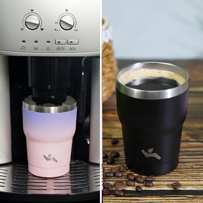 Konokyo 10 oz Tumbler with Handle and 2 Straw 2 Lid, Insulated Water Bottle Stainless Steel Vacuum Cup Reusable Travel Mug,Sky