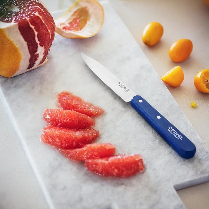 OPINEL Les Essentials - Small Kitchen 4 Piece Knife Set - Paring, Serrated, Peeler, Vegetable Knife, Corrosion Resistant High Carbon Steel, Made in France (Primo)