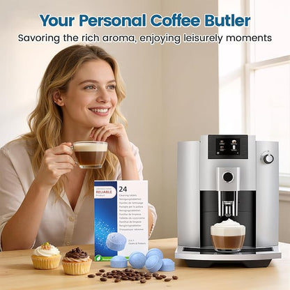 CPLIKE 24 Tablets Coffee Machine Cleaning Tablets Compatible with Jura Automatic Coffee Centers Machines, High Efficiency Cleaning and Longer Life Span, Park# 64308