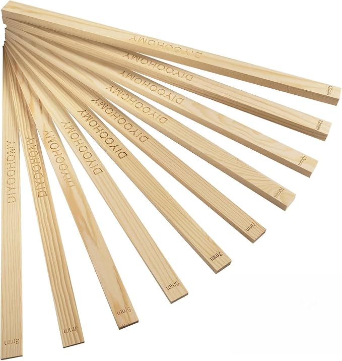 DIYOOHOMY 10 Pcs 17" L Rolling Pin Guides for Dough, Pizza, Bread, Pastry Thickness, Polymer Clay Tools, Wooden Slab Roller for Clay Machine, Clay Rolling Pin Depth Guide for Pottery Ceramics Supplies