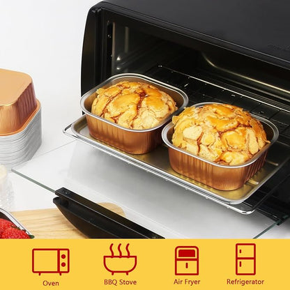 LNYZQUS 10oz Mini Cake Tins with Lids 25 Pack,4” Small Foil Muffin Pans Individual Baking Cups for Brownies, Disposable Cupcake Containers Bread Holders for Christmas Baking Gifts-Red