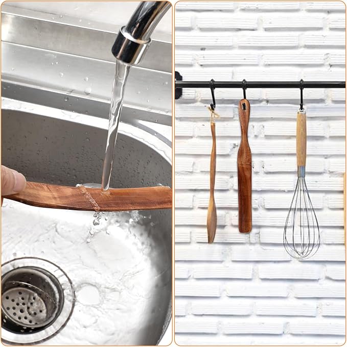 2pcs 11Inch Skinny Wooden Spurtle Spatula Sourdough Mixer Bread Stirring Spatula Wood Utensil Tool Flat Stirring Stick Bread Spatulas for Dough Cooking Spreading Baking Whisking Mixing Jar