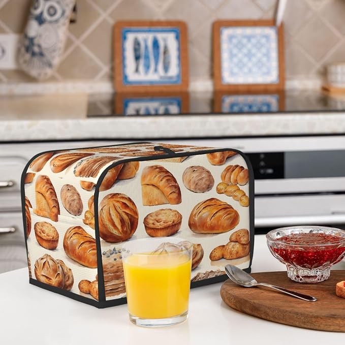 Modern Watercolor Bread 2 Slice Toaster Cover, Dustproof, Fingerprint Protection, Kitchen Appliance Cover, Toaster Bag