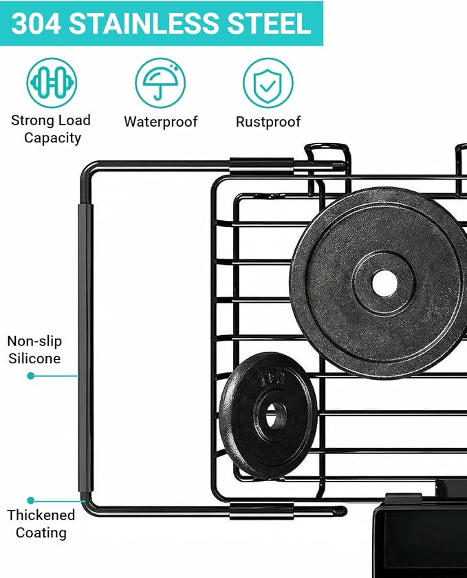 Sylfaen Expandable Over The Sink Dish Drying Rack, Stainless Steel Dish Rack in Sink, Kitchen Sink Drain Strainer with Utensil Holder & Cup Holders, Counter Space Saving & No Assembly Needed, Black