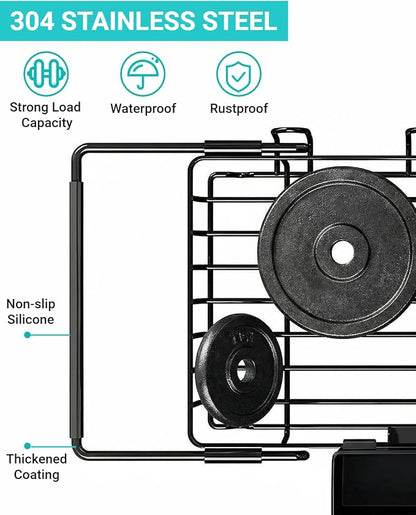 Sylfaen Expandable Over The Sink Dish Drying Rack, Stainless Steel Dish Rack in Sink, Kitchen Sink Drain Strainer with Utensil Holder & Cup Holders, Counter Space Saving & No Assembly Needed, Black