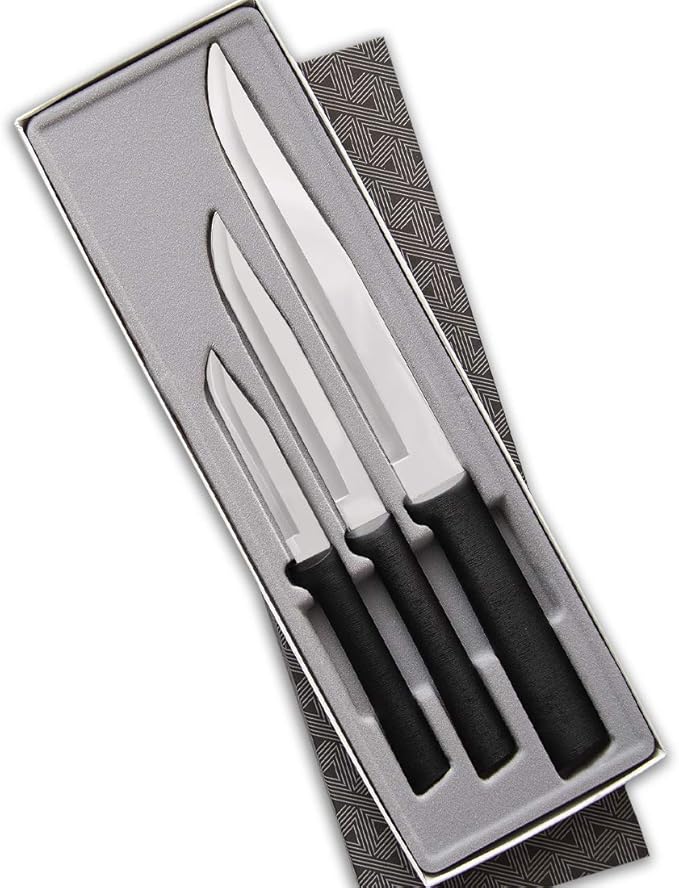 RADA Cutlery Housewarming Gift Set (G202), 3-Piece Knife Set, Stainless Steel Blades, Black Handle