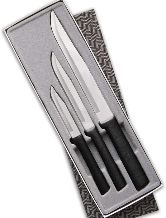 RADA Cutlery Housewarming Gift Set (G202), 3-Piece Knife Set, Stainless Steel Blades, Black Handle