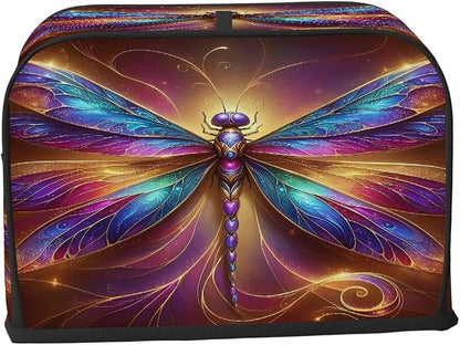 Dragonfly Animal Toaster Cover 2 Slice Wide Slot Washable Toaster Covers | Rainbow Art Dust and Fingerprint Protection Bread Maker Covers for Kitchen Accessories Decor Bakeware Women Gift