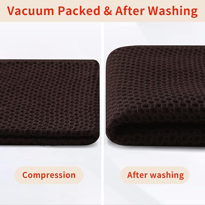 Homaxy 100% Cotton Waffle Weave Kitchen Dish Cloths, Ultra Soft Absorbent Quick Drying Dish Towels, 12 x 12 Inches, 24-Pack, Dark Brown