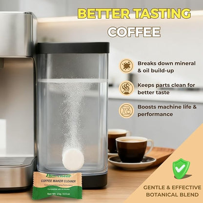 flowcheer Descaler Tablets (24 Pack) - Universal Coffee Maker Cleaner for Breville, Jura, Keurig, Nespresso, DeLonghi - Removes Limescale, Improves Taste & Extends Life - 1 Year Supply