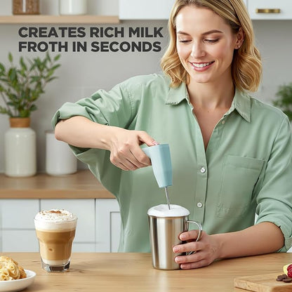 Tastyle 330MF Single Serve Coffee Maker with Built-in Detachable Milk Frother, Iced and Hot Coffee Machine for K Cup & Grounds, 40oz Removable Water Reservoir, 6 Cup Sizes, Fits 7.3" Travel Mug, Teal