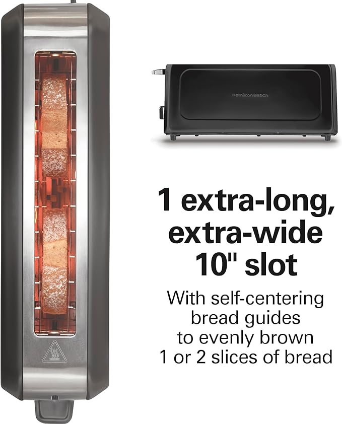 Hamilton Beach Extra Wide Long Slot 2 Slice Toaster, Browning Control With 7 Shades, Bagel Function, Cancel Button & Auto Shutoff, Modern Slim Design Fits Any Space, Black (22989)