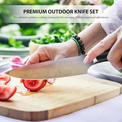 19pcs knife set, Japanese Stainless Steel Knife Sets for Kitchen with Leather storage bag with Knife Sharpening Rod, Dishwasher Safe, For Outdoor