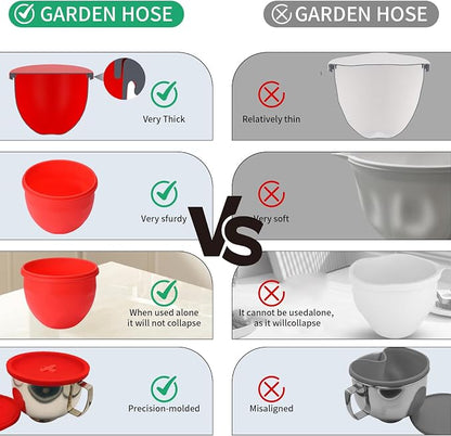 5 Qt Silicone Bowl Liners with Lids for Kitchenaid Mixer, 3-Pack Extra-Thick 2mm Kitchenaid silicone bowl insert for Kitchenaid, Precision Fit for Tilt-Head, Quick Replacement & Easy Clean