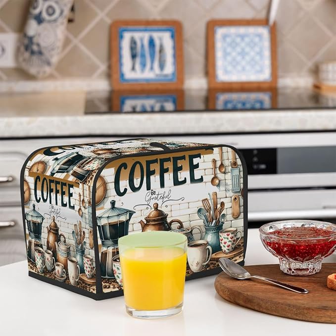 Toaster Cover 2 Slice Wide Slot Coffee KitchenBread Toaster Oven Dustproof Cover Small Appliance Kitchen Covers Dust and Fingerprint Protection for Women Gift 2 Slice