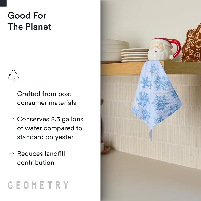 GEOMETRY Holiday Kitchen Dish Cloths - Quick Dry Dishcloths for Kitchen - Premium Dish Rags with Geoweave - 3-Pieces (Frosty, 10"x10")