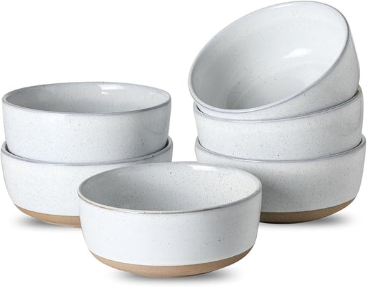 Ceramic Soup Bowls Set of 6,30 Ounce Stoneware Cereal Bowl,Porcelain Nesting Bowls for Oatmeal,Popcorn,Soup,Pasta,Fruit,Housewarming Gift,Microwave & Dishwasher Safe,White