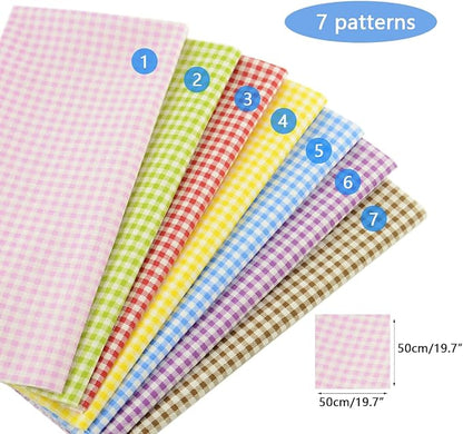 7 Pieces Cotton Fabric Plain Printed (20"x20"), Comfortable Fabric for Sewing and Quilting, Pretty Flower Pattern Material for Quilting, Sewing Cloths - Color Pattern
