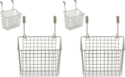 Spectrum Grid Over the Cabinet Wire Storage Basket Large (Satin Nickel Powder Coat) - Organizer for Bathroom, Kitchen, Under Sink, Pantry, Hair Tools, & More (Pack of 2)