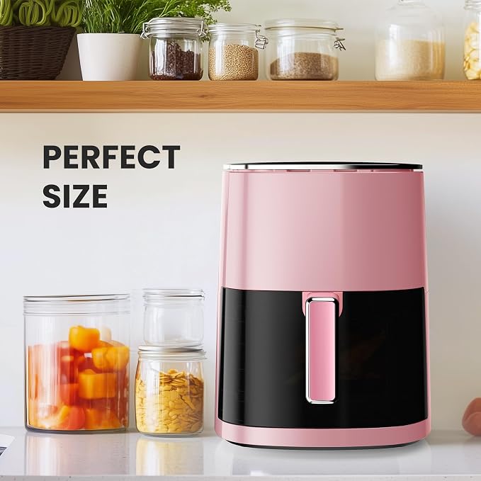 NEWBULIG Air Fryer, 6QT Square Airfryer with Visual Window, 400℉ Fast Heating Air Fryers Oven with Timer, Auto-Off, Non Toxic & Non Stick, Multiple 12 Modes for Roast, Bake, Dehydrate, Fry, Reheat