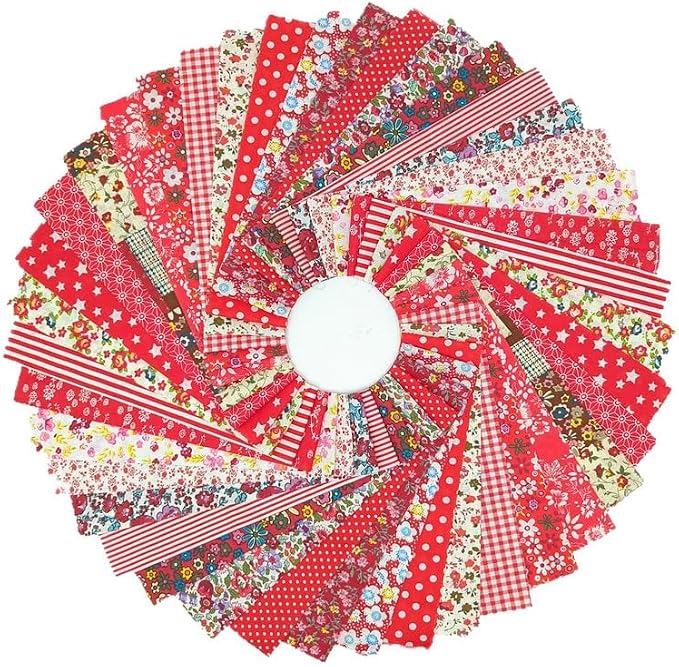 80 Pcs Jelly Roll Fabric Strips for Quilting Sewing 2.6 Inch Precut Cotton Floral Fabric Strips Bundles DIY Sewing Supplies Red