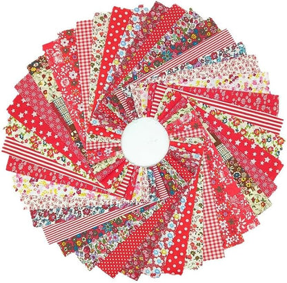 80 Pcs Jelly Roll Fabric Strips for Quilting Sewing 2.6 Inch Precut Cotton Floral Fabric Strips Bundles DIY Sewing Supplies Red