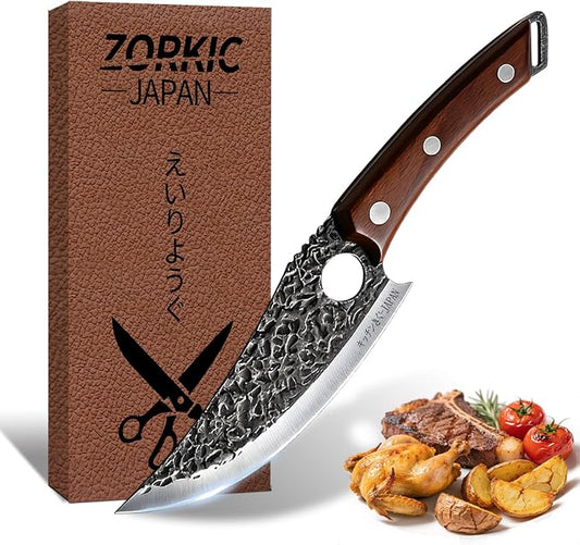 Viking Knife, Butcher Knife Set Hand Forged Boning Knives, Japanese Serbian Chef knives Kitchen Chopping for Meat Cutting Chefs Cleaver Camping Cooking, BBQ, Gifts for Men