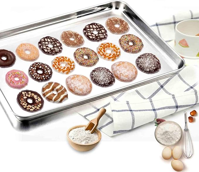 TeamFar Baking Sheet with Rack Set of 8, Cookie Sheet Baking Pans Stainless Steel Bakeware with Cooling Rack Set, Non Toxic & Healthy, Mirror Finish & Rust Free, Easy Clean & Dishwasher Safe
