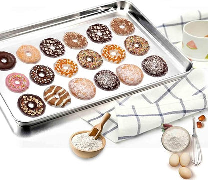 TeamFar Baking Sheet with Rack Set of 8, Cookie Sheet Baking Pans Stainless Steel Bakeware with Cooling Rack Set, Non Toxic & Healthy, Mirror Finish & Rust Free, Easy Clean & Dishwasher Safe