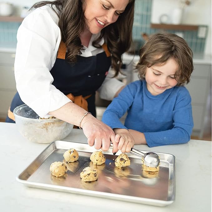 KITCHENATICS Aluminum Half Sheet Size Baking Pans, Nonstick Cookie Sheets for Baking, Oven Safe Baking Sheet Pans, Heavy Duty 1/2 Commercial Baking Sheets for Oven - 13.1" x 17.9" IN, Set of 2