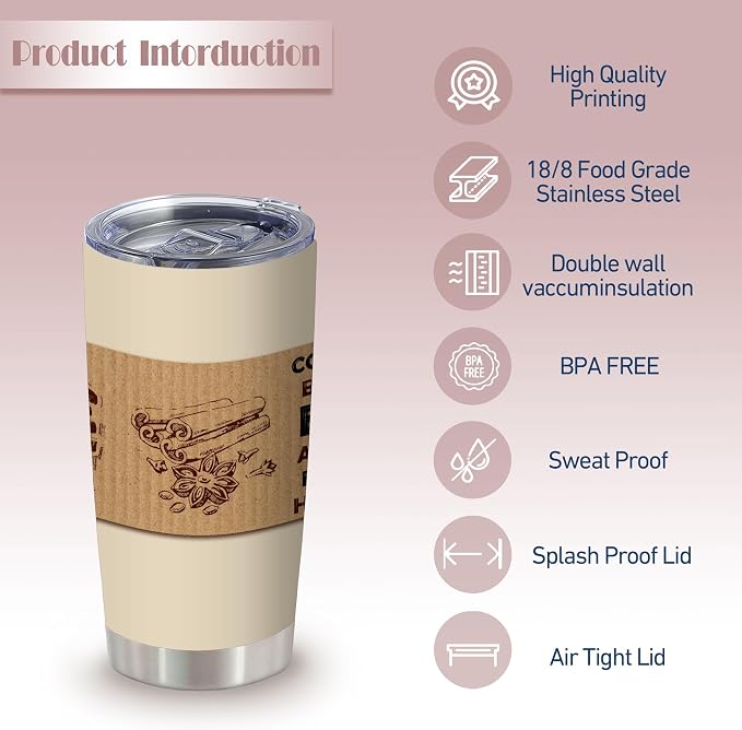 ATHAND Funny Tumbler,Eeffoc Is Coffee Spelled Backwards,20 Oz Insulated Stainless Steel Tumbler with Lid,Sarcastic Coffee Mugs,Novelty Gifts for Women, Men,1 Pcs