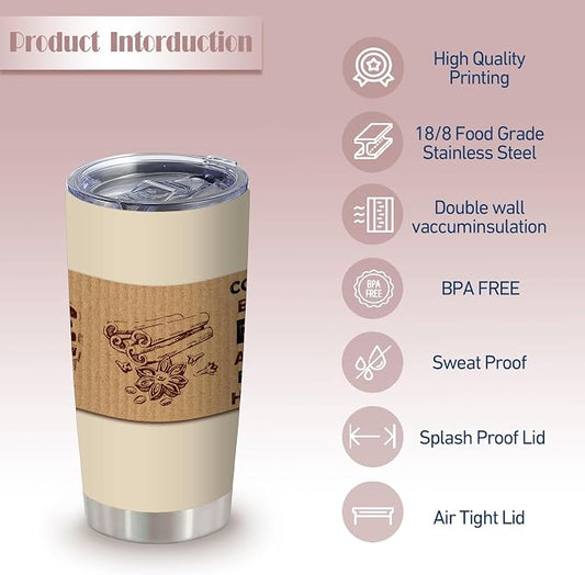 ATHAND Funny Tumbler,Eeffoc Is Coffee Spelled Backwards,20 Oz Insulated Stainless Steel Tumbler with Lid,Sarcastic Coffee Mugs,Novelty Gifts for Women, Men,1 Pcs