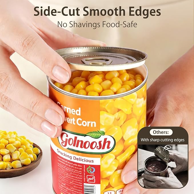 Electric Can Opener, Handheld One-touch Automatic Can opener, Smooth Edge Kitchen Gadget Can Openers Electric for Seniors with Arthritis White