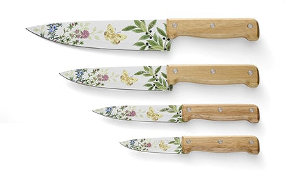 Lenox Kitchen Knife Set, Butterfly Meadow Herbs 4-Piece Cutlery Set, Stainless Steel Material, Knives, Cutlery Sets, Cooking Utensils Sets, Home And Kitchen Essentials, Gifts (Brown, 4 Pieces)